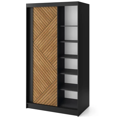 Šatníková skriňa s posuvnými dverami 120 cm VALORA - čierna / dub karamel