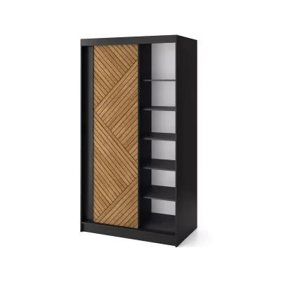 Šatníková skriňa s posuvnými dverami 120 cm VALORA - čierna / dub karamel