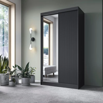 Zrkadlová skriňa s posuvnými dverami 120 cm CALYPTRA - čierna
