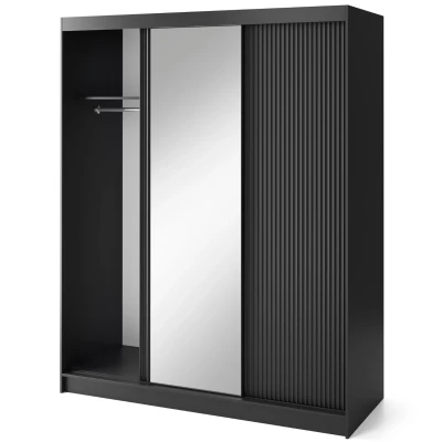 Zrkadlová skriňa s posuvnými dverami 180 cm CALYPTRA - čierna