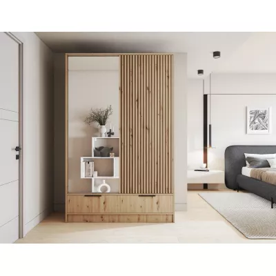 Zrkadlová šatníková skriňa 120 cm HELIORA - dub artisan