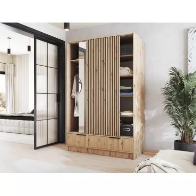 Zrkadlová šatníková skriňa 120 cm HELIORA - dub artisan