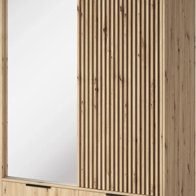 Zrkadlová šatníková skriňa 120 cm HELIORA - dub artisan