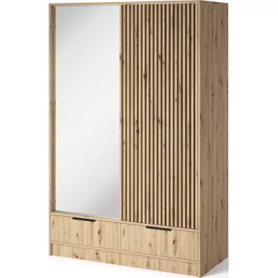 Zrkadlová šatníková skriňa 120 cm HELIORA - dub artisan