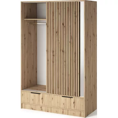 Zrkadlová šatníková skriňa 120 cm HELIORA - dub artisan