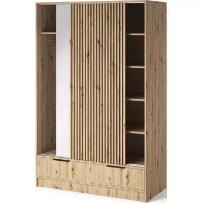 Zrkadlová šatníková skriňa 120 cm HELIORA - dub artisan