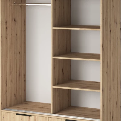 Zrkadlová šatníková skriňa 120 cm HELIORA - dub artisan