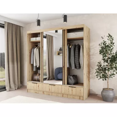 Zrkadlová šatníková skriňa 180 cm HELIORA - dub artisan
