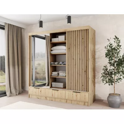 Zrkadlová šatníková skriňa 180 cm HELIORA - dub artisan