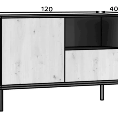 Komoda so šuplíkom a dvierkami CYMBELINE - čierna / dub artisan