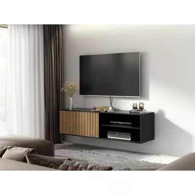 Závesný televízny stolík PHAEDRA - čierny / dub artisan