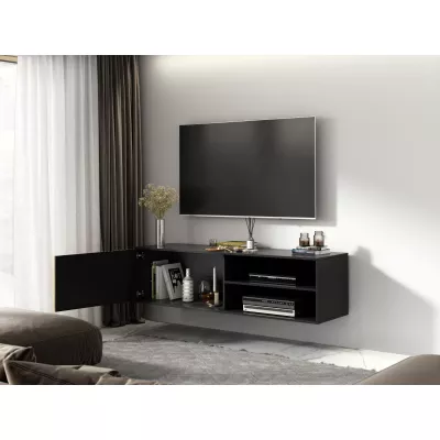 Závesný televízny stolík PHAEDRA - čierny / dub artisan