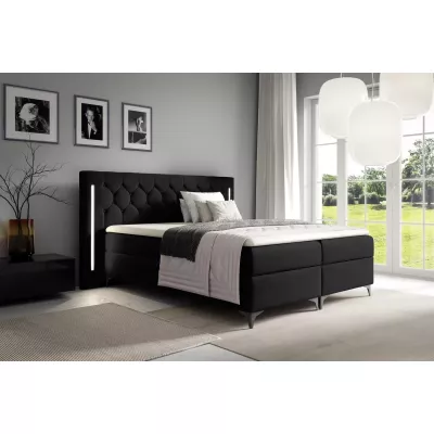 Vysoká jednolôžková posteľ 120x220 ELIANE s LED osvetlením - čierna + topper ZADARMO