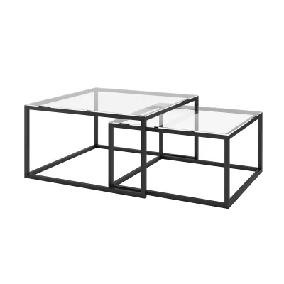 Set konferenčných stolíkov MALRIK - transparentný / čierny