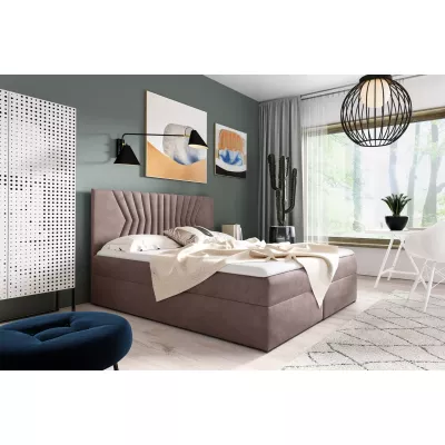 Čalúnená posteľ s prešívaným čelom AKIM - 120x220, šedoružová + topper ZADARMO