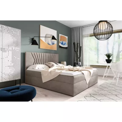 Čalúnená posteľ s prešívaným čelom AKIM - 120x220, béžová + topper ZADARMO
