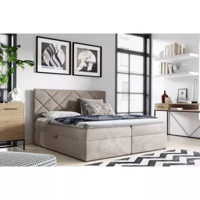 Čalúnené jednolôžko DINO - 120x220, béžová + topper ZADARMO