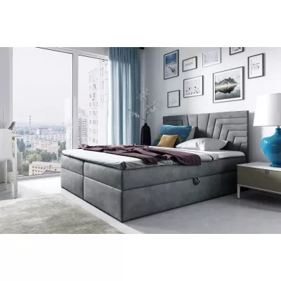 Čalúnená posteľ s prešívaným čelom SUSANA - 200x220, šedá + topper ZADARMO