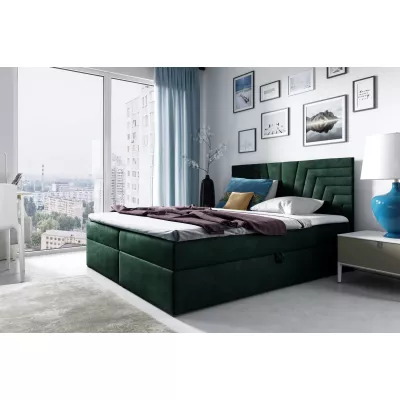 Čalúnená posteľ s prešívaným čelom SUSANA - 180x220, zelená + topper ZADARMO