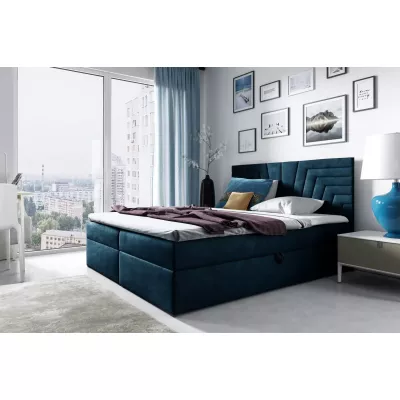 Čalúnená posteľ s prešívaným čelom SUSANA - 180x220, modrá + topper ZADARMO