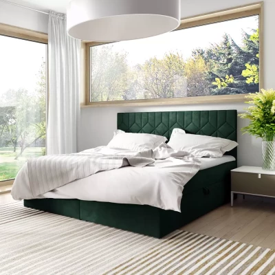 Posteľ boxspring s prešívaným čelom ISAR - 120x220, zelená + topper ZADARMO
