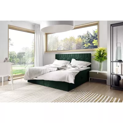 Posteľ boxspring s prešívaným čelom ISAR - 120x220, zelená + topper ZADARMO