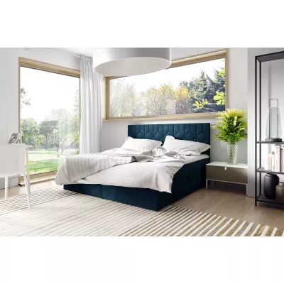 Posteľ boxspring s prešívaným čelom ISAR - 120x220, modrá + topper ZADARMO