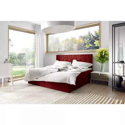 Posteľ boxspring s prešívaným čelom ISAR - 120x220, červená + topper ZADARMO