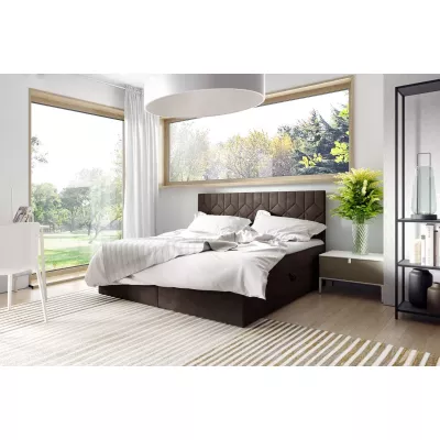 Posteľ boxspring s prešívaným čelom ISAR - 120x220, hnedá 1+ topper ZADARMO