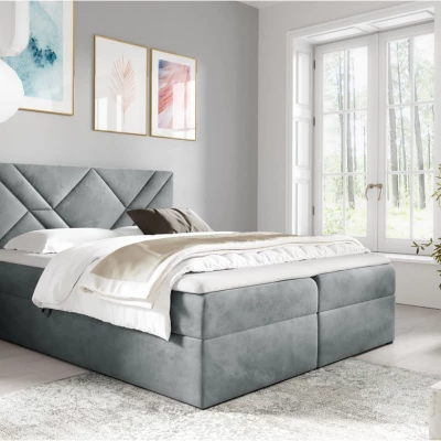 Boxspringová posteľ ASKOT - 120x220, šedá + topper ZADARMO