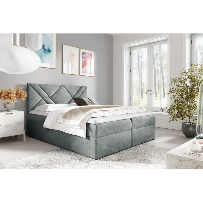 Boxspringová posteľ ASKOT - 120x220, šedá + topper ZADARMO