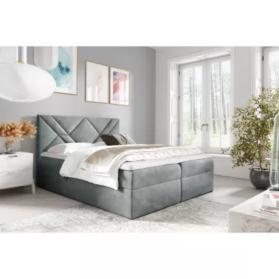 Boxspringová posteľ ASKOT - 120x220, šedá + topper ZADARMO
