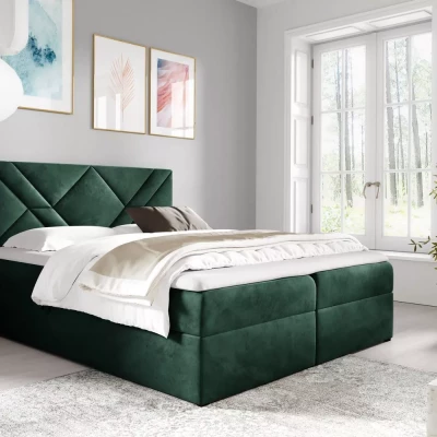 Boxspringová posteľ ASKOT - 120x220, zelená + topper ZADARMO