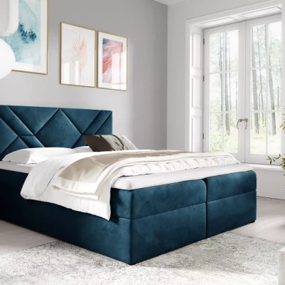 Boxspringová posteľ ASKOT - 120x220, modrá + topper ZADARMO