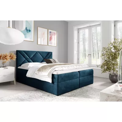 Boxspringová posteľ ASKOT - 120x220, modrá + topper ZADARMO