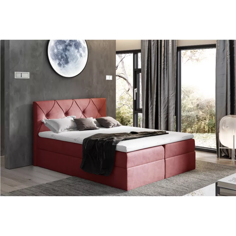 Elegantná kontinentálna posteľ 200x220 CARMEN - červená + topper ZADARMO