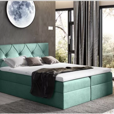 Elegantná kontinentálna posteľ 200x220 CARMEN - zelená + topper ZADARMO