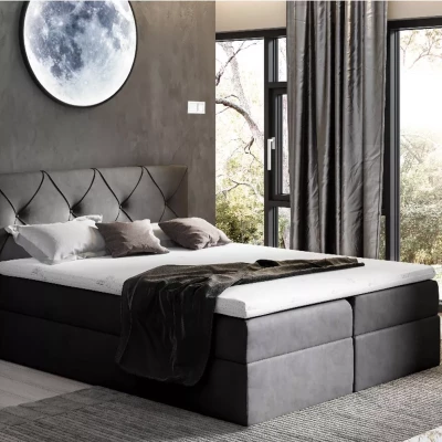 Elegantná kontinentálna posteľ 180x220 CARMEN - čierna + topper ZADARMO