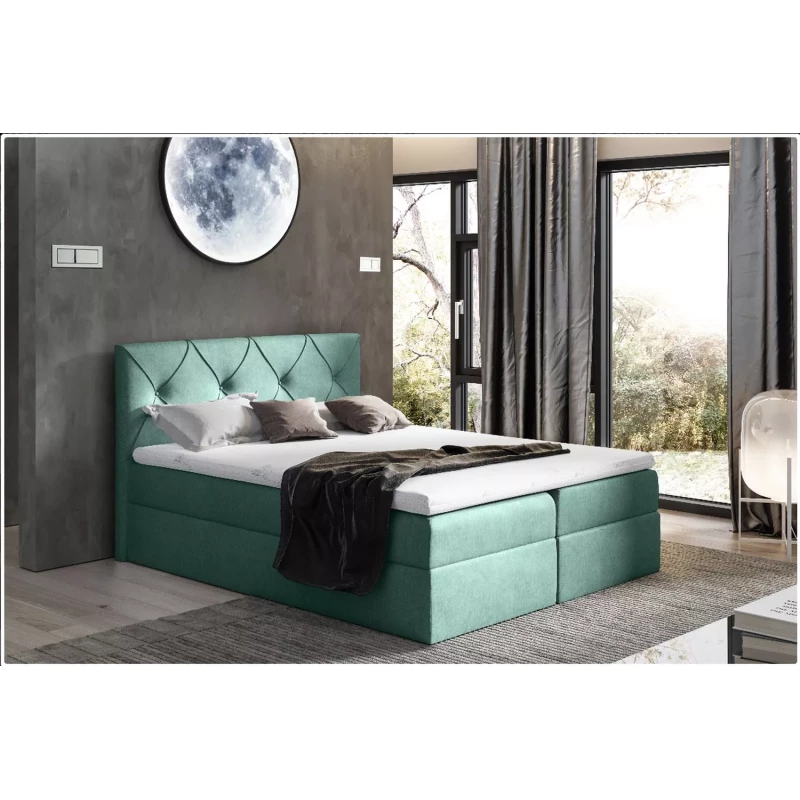 Elegantná kontinentálna posteľ 180x220 CARMEN - zelená + topper ZADARMO