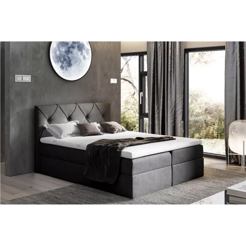 Elegantná kontinentálna posteľ 160x220 CARMEN - čierna + topper ZADARMO