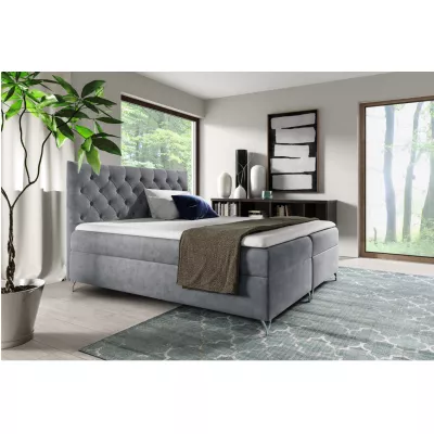 Boxspringová posteľ VENDELIN - 200x220, šedá + topper ZADARMO