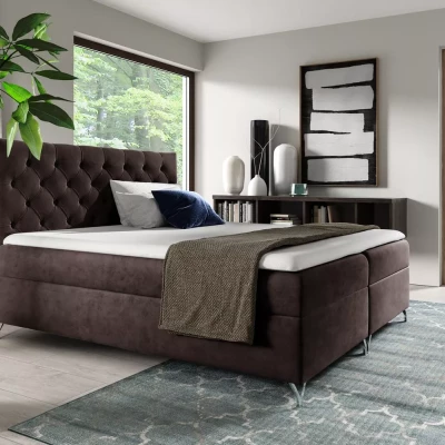 Boxspringová posteľ VENDELIN - 200x220, hnedá 1 + topper ZADARMO