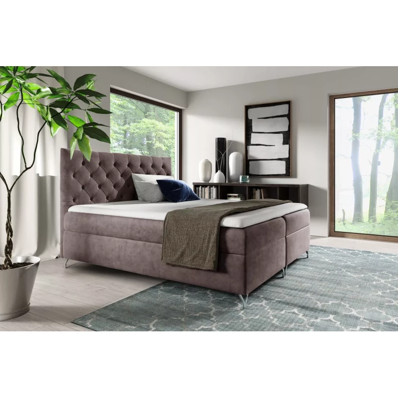 Boxspringová posteľ VENDELIN - 160x220, hnedá 2 + topper ZADARMO