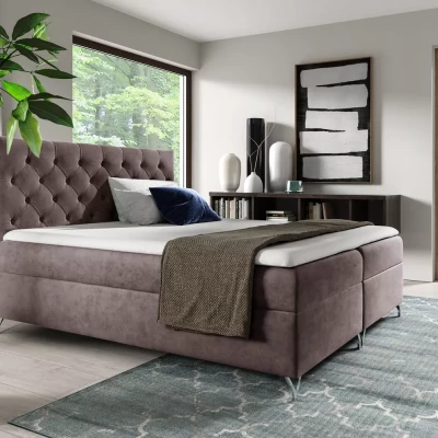 Boxspringová posteľ VENDELIN - 140x220, hnedá 2 + topper ZADARMO