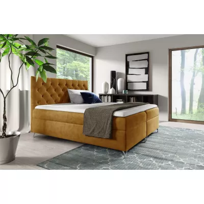 Boxspringová posteľ VENDELIN - 120x220, žltá + topper ZADARMO