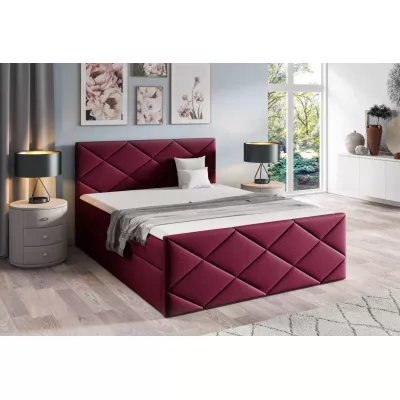 Posteľ s matracom a roštom HALKA - 200x220, červená 1 + topper ZADARMO