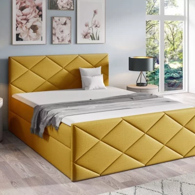Posteľ s matracom a roštom HALKA - 200x220, žltá 1 + topper ZADARMO