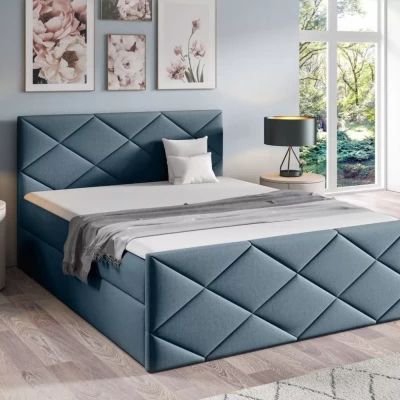 Posteľ s matracom a roštom HALKA - 180x220, modrá 2 + topper ZADARMO