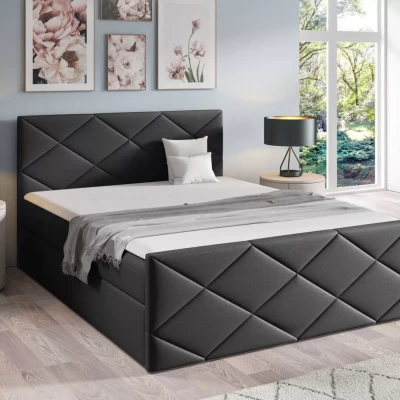 Posteľ s matracom a roštom HALKA - 180x220, čierna + topper ZADARMO