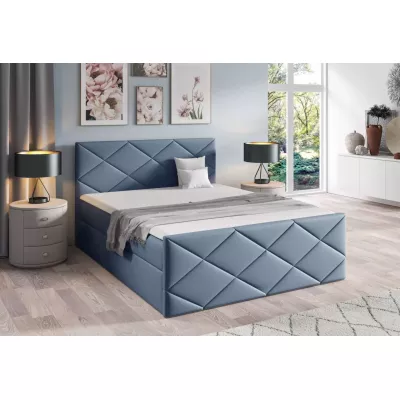 Posteľ s matracom a roštom HALKA - 180x220, šedomodrá 1 + topper ZADARMO